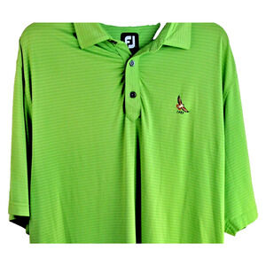 Footjoy FJ Golf Polo Shirt Men's Size Large Short Sleeve Green Striped Eagle
